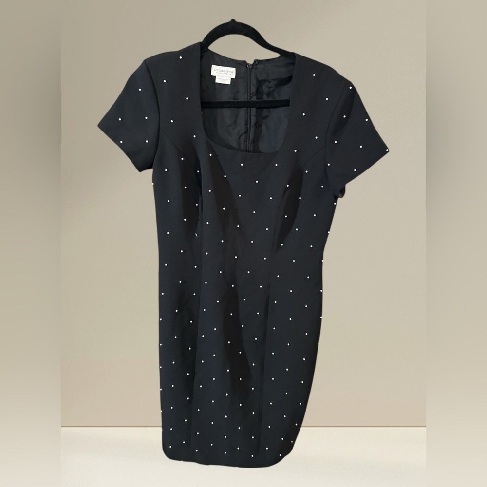 Liz Claiborne Petite Black Beaded Sheath Dress NWT Size 10P - Picture 11 of 11